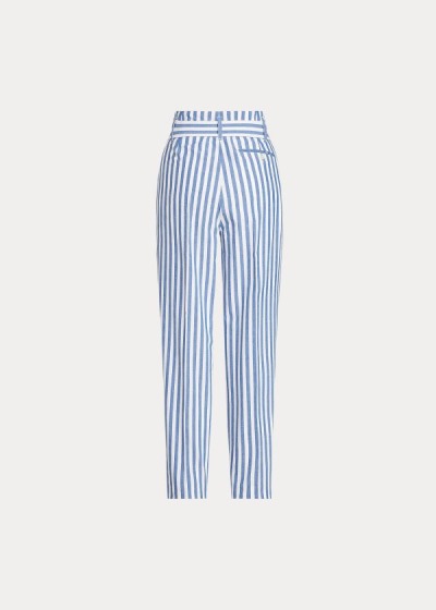 Pantalones Polo Ralph Lauren Mujer Azules / Blancos Rayas - Striped Straight-Leg - ORWUC9781